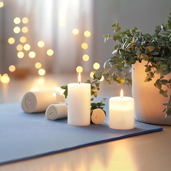 6 Packs Dripless White Pillar Candles, Unscented 2.75x4 Inch Cylinder Wax Candles for Home Table Holiday Party Spa Decor Emergency