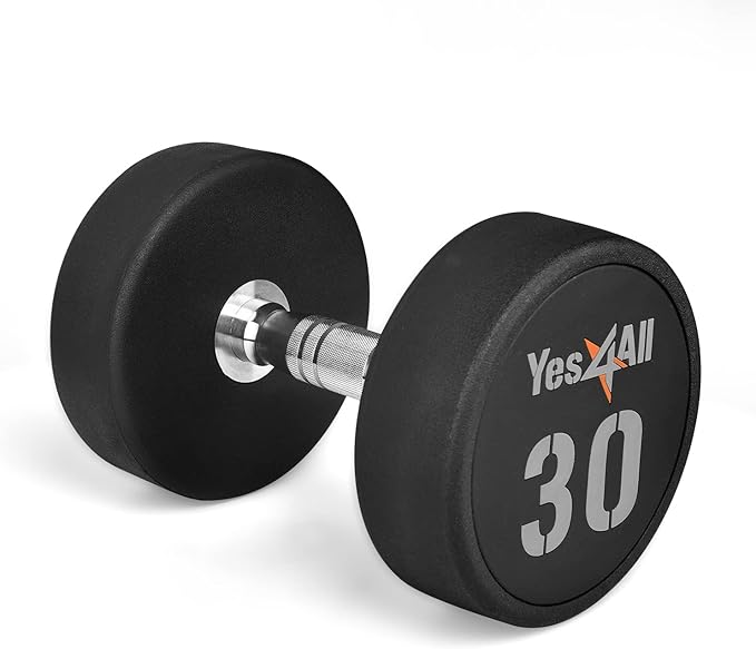 Yes4All Urethane Dumbbell with Anti-Slip Knurled Handle 5-50 LB for Muscle Building - Sold Individually