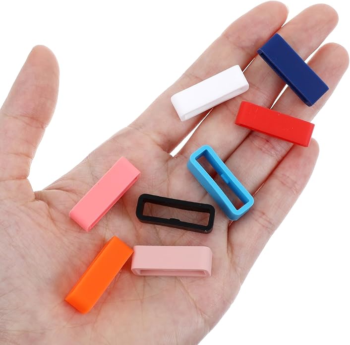8 Pack Smart Watch Band Fixing Rings, Multi-Color Silicone Magicband Holder Locks Clips Strap Holder Watch Band Strap Replacement Accessories