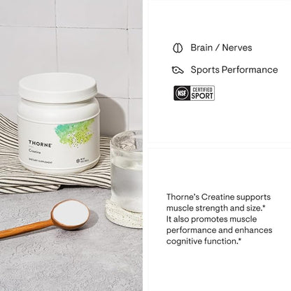 THORNE Creatine - Micronized Creatine Monohydrate Powder - Support for Muscles & Cognitive Function* - for Women & Men - Unflavored - NSF Certified for Sport - 5 g per Serving - 90 Servings