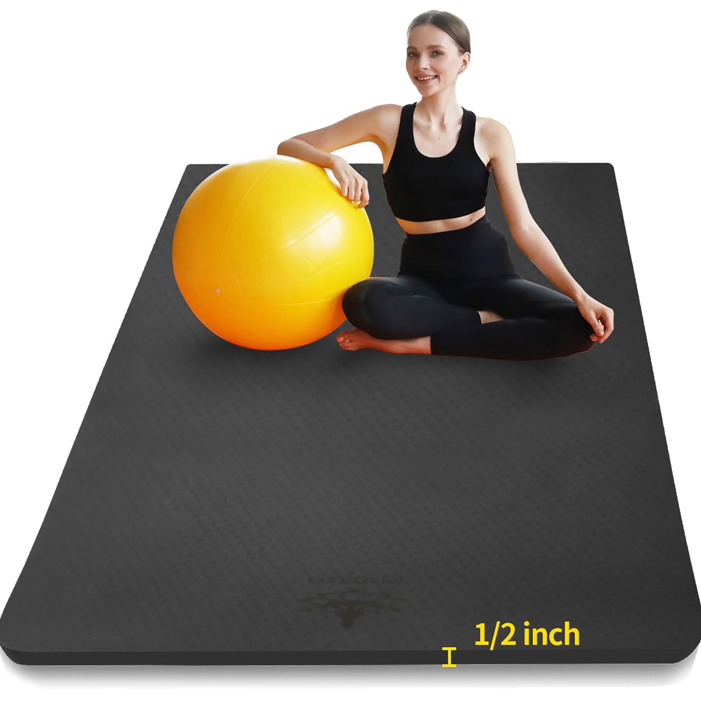 Hatha Yoga Large TPE Yoga Mat 6'x4'x1/2" Extra Thick Non-Slip Exercise Mat - for Yoga Pilates &