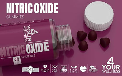 Nitric Oxide Gummies, Boosting Nitric Oxide Production and Blood Pressure, Made with Beet Root Extract is Gluten Free, Non-GMO, and Kosher (60 Count (Pack of 1), Mixed Berry)