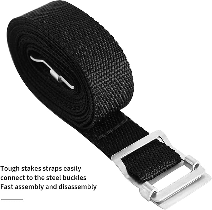 Trampoline Stakes Heavy Duty, High Wind Anchors Tie Down Ground Anchor Kit Stakes, Corkscrew Shape, Galvanized Steel, Anti-Rust, Pack of 6 with 6 Belt, Trampoline Accessories