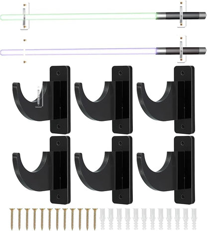 uxcell Sword Wall Mount Holder, 3 Set Acrylic Light Saber Display Hanger Wall-Mounted Sword Stand Display for Light Saber Sword Wall Bracket, Black