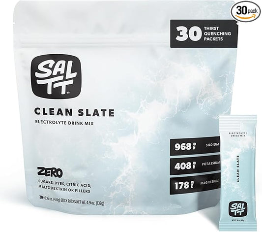 Keto Chow SALTT Electrolytes Powder Packets, Clean Slate Unflavored (30 Hydration Packets)
