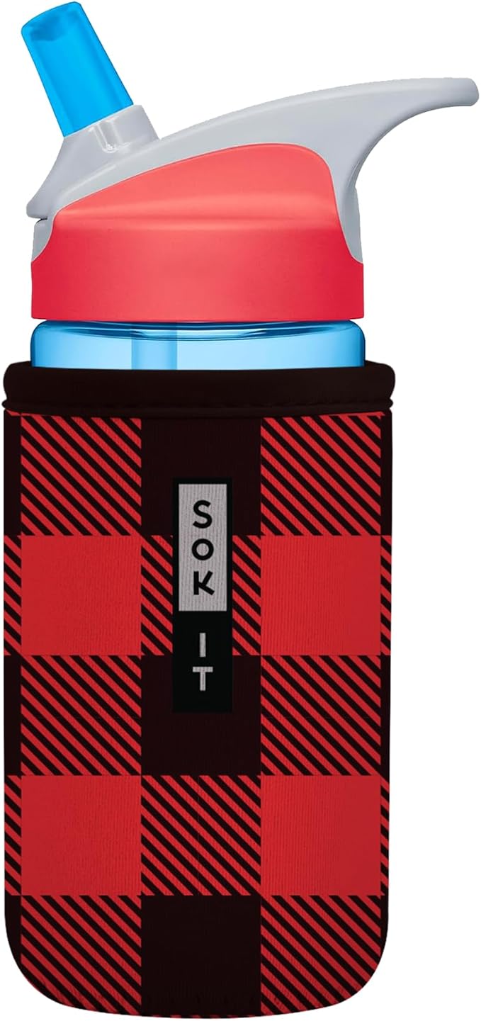 Sok It BotlSok Water Bottle Sleeve Insulated Neoprene Cover (Buffalo Check, Fits 12oz CamelBak or Nalgene)