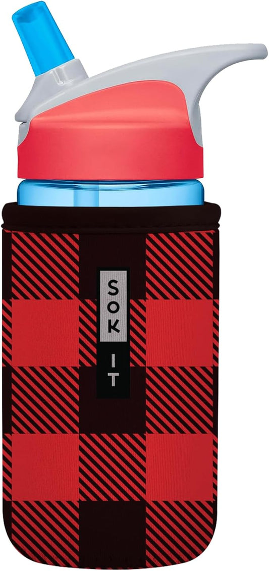 Sok It BotlSok Water Bottle Sleeve Insulated Neoprene Cover (Buffalo Check, Fits 12oz CamelBak or Nalgene)