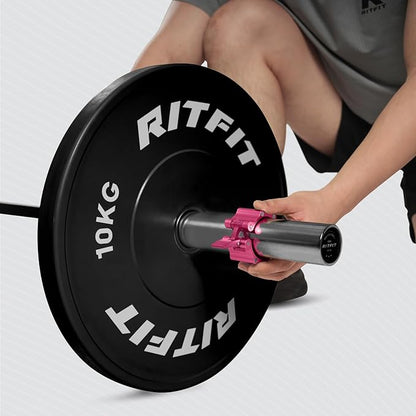 RitFit 2-Inch Magnetic Barbell Collars Locking Clamps - Heavy Duty Aluminum Alloy, Quick Release with Non-Slip TPR Pads for Olympic Weightlifting Powerlifting Training (Pair)
