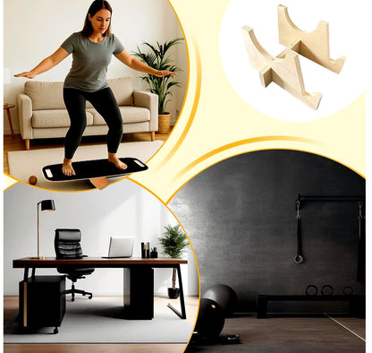 Toibena Balance Board Wooden &8 modes Trainer with Cork Roller Load 350Lbs