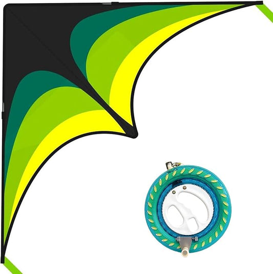 Mint's Colorful Life 60'' Delta Kite With 7.1in Reel Winder, Easy Flying & String Spool for Kids &