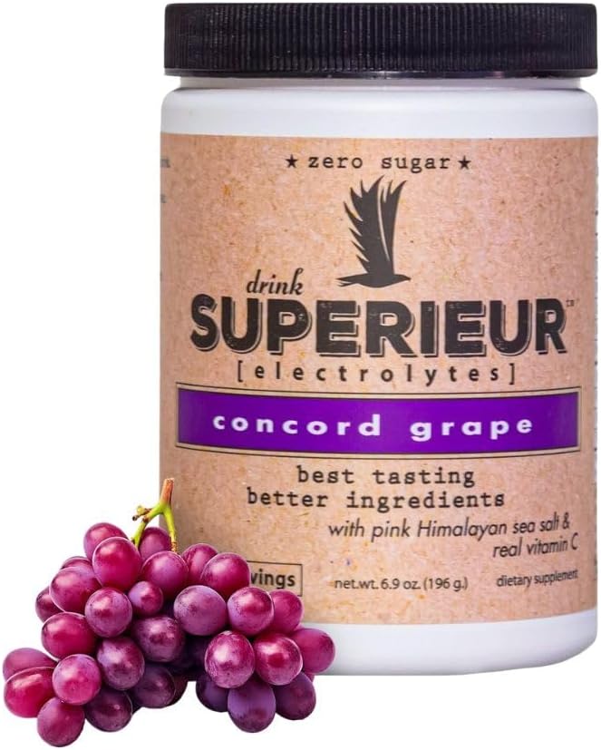 Superieur Electrolytes ??Plant Based Electrolyte Supplement w/Sea Minerals for Hydration & Recovery?“Keto Friendly, Non-GMO, Zero Sugar, Vegan Healthy Sports Drink Powder ??Concord Grape (70 Servings)