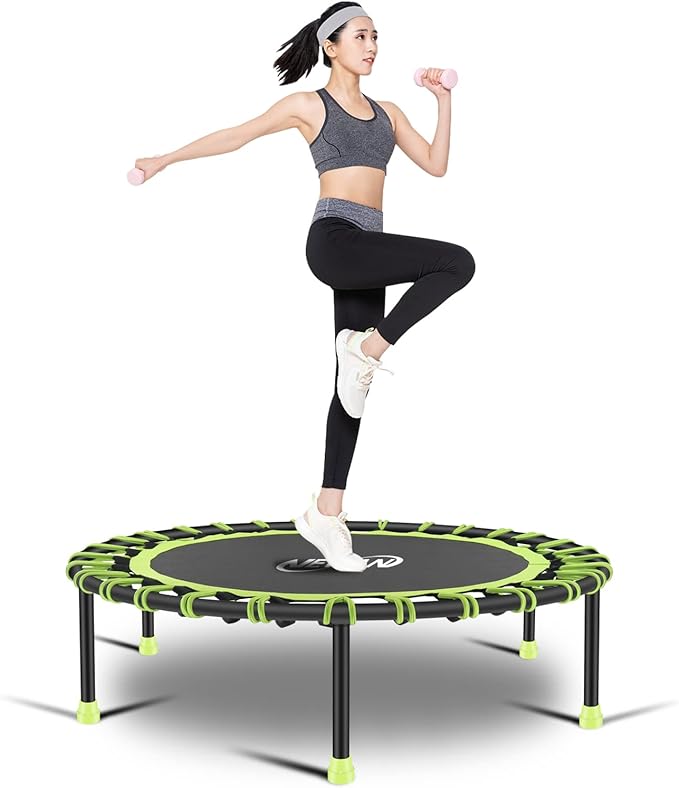 Newan 40"-48" Silent Mini Trampoline Fitness Trampoline Bungee Rebounder Jumping Cardio Trainer Workout for Adults-Max Limit 330lbs
