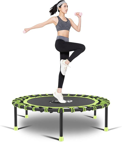 Newan 40"-48" Silent Mini Trampoline Fitness Trampoline Bungee Rebounder Jumping Cardio Trainer Workout for Adults-Max Limit 330lbs