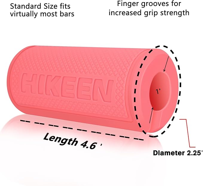 Hikeen Thick Bar Dumbbell Grips,Non Slip Hard Rubber Barbell Grips,Grips for Weight Lifting, Muscle Building-1.77", 2", 2.25" & 2.75" Outer Diameter
