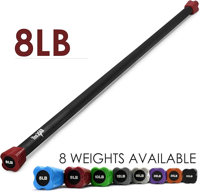 Yes4All Total Body Workout Weighted Bar, Resistance Band Bar, Racks for Strength Training, Exercise Bar for Yoga in Home and Gym - Single/Combo