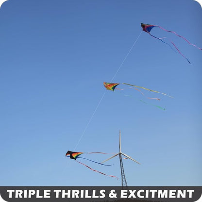 ORGCLDKT-Rainbow Cruiser Delta Kite, Kites for Kids Ages 8-12,4-8,Boys,Girls,Kites for Adults,Beach,Beginners,Giant.1Pc or 3Pcs Pack. Easy to Fly.