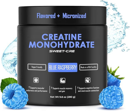 Creatine Monohydrate – 5g Creatine Monohydrate Powder – Advanced Creatine for Women and Men – Bulk Supplements Creatine – Delicious Fruit Punch Flavor – 10oz (40 Servings, Blue Raspberry)