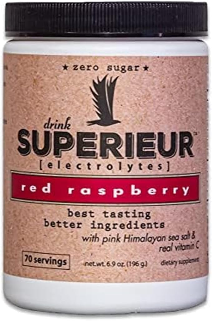 Superieur Electrolytes ??Plant Based Electrolyte Supplement w/Sea Minerals for Hydration & Recovery ??Keto Friendly, Non-GMO, Zero Sugar, Vegan Healthy Sports Drink Powder ??Raspberry (70 Servings)