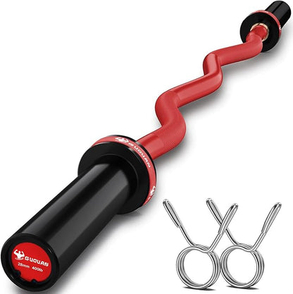 Olympic EZ Curl Barbell Bar, 400LBS Weight Capacity Olympic Curl Bar, 4ft Barbell Weight Bar with Knurled Grip for 2 Inch Weight Plates, Hip Thrusts,Squat,Biceps-Home Gym Weight Bar