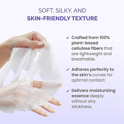 PLANTIFIQUE Facial Sheet Mask Collagen Boost 5 Pack ??Anti-Aging & Firming Face Mask Sheets with Collagen, Coenzyme Q10 & Blueberries ??Korean Skincare for a Smooth, Revitalized Look