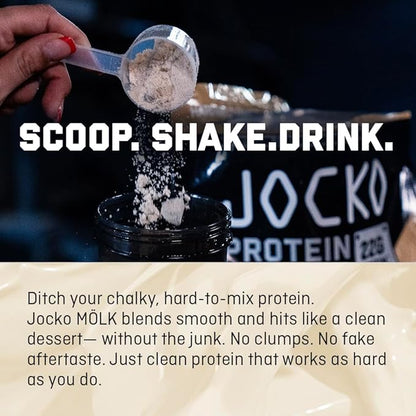 Jocko Fuel Mölk Whey Protein Powder 22g Low Sugar Monk Fruit Blend - Muscle Recovery & Growth, Packaging May Vary (28 Servings, Banana Cream)