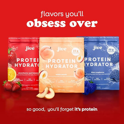 Jive Clear Protein Powder - 22g Grass-Fed Whey Isolate, 13 Servings - Strawberry Acai Lemonade - 895mg of Electrolytes - Zero Added Sugar - Clear Drink Protein Water & Juice