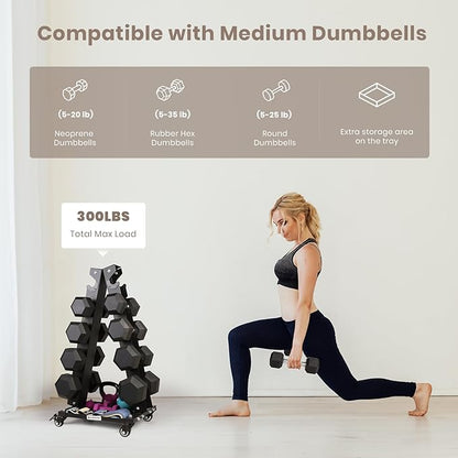 LIONSCOOL Premium Solid Steel Dumbbell Rack Stand Only, A-Frame Portable Weight Storage Organizer with Optional Tray and Wheels, Perfect for Home Gym Fitness Storage (200LBS/300LBS/700LBS Weight Capacity Available)