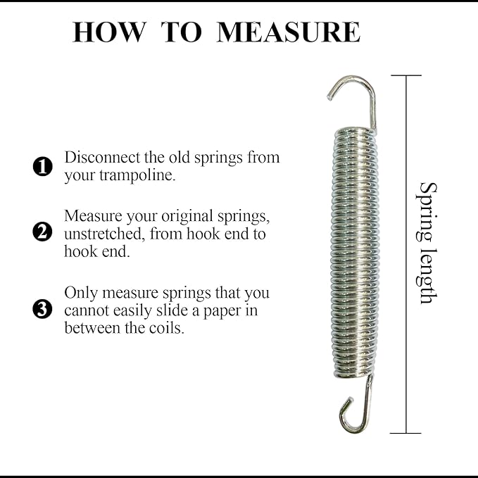 3.7'', 6.5'', 7'' Trampoline Springs,16pcs Heavy Duty Stainless Steel Replacement Trampoline Springs with T-Hook Tool Trampoline Accessories