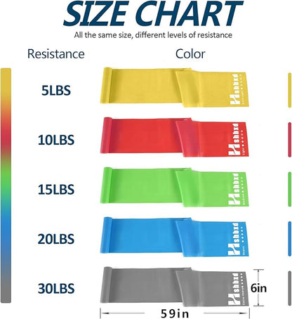 Resistance Bands for Working Out, Physical Therapy Bands, Latex Free Elastic and Exercise Bands Set for Stretching, Suitable for Rehab, Yoga, Pilates, Gym, Home Exercise