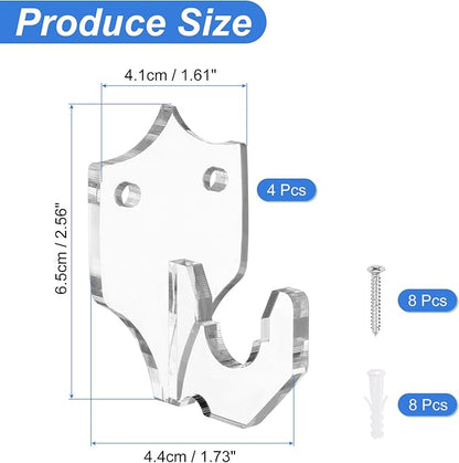 uxcell 4 Pcs Sword Holder Wall Mount Sword Racks Acrylic Wall Sword Display Hanger with Mounting Tools for Knife Martial Arts Sword Placement Display,Transparent (Shield)