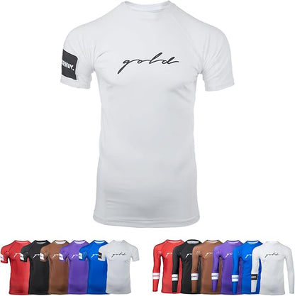 Gold BJJ Foundation Rash Guard - Ranked No-Gi and Gi Jiu Jitsu Rashguard