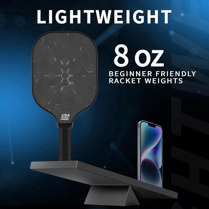 99.9% T300 Carbon Fiber Lightweight Pickleball Paddles Set of 2 Indoor Outdoor Games Equipment Beginner Intermediate Pro Sports Accessories Gifts