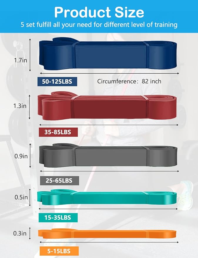 Pull Up Bands, Resistance Bands, Pull Up Assistance Bands Set for Men & Women, Exercise Workout Bands for Working Out, Body Stretching, Physical Therapy, Muscle Training