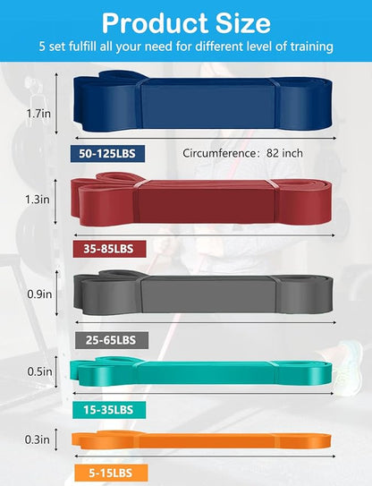 Pull Up Bands, Resistance Bands, Pull Up Assistance Bands Set for Men & Women, Exercise Workout Bands for Working Out, Body Stretching, Physical Therapy, Muscle Training