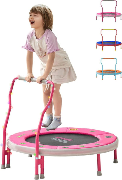 SPORTSOUL Mini Trampoline for Kids 3-6 with Super Safe Foam Handle Bar, 3ft Toddler Trampoline Indoor with No-Gap Cover for Indoor and Outdoor
