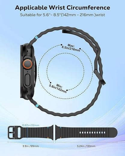 MoKo 2Pack Sport Watch Band Compatible with Apple Watch Band Ultra3/2/1 49mm/Series 11/10/9/8/7/6/5/4/3/2/1/SE3/SE2/SE 46/45/44/42/41/40/38mm,Adjustable Breathable Strap