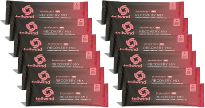 Tailwind Nutrition Recovery Mix, 20 Grams Complete Protein, Carbohydrates, and Electrolytes Powder Drink Mix for Post-Workout, Free of Gluten, Soy, and Dairy, Vegan, 12 Servings, Strawberry