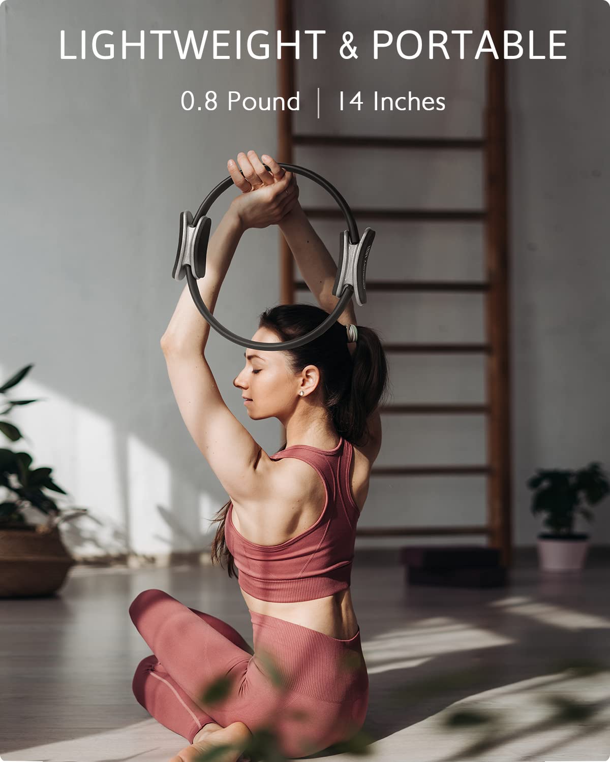 LIONSCOOL Pilates Ring Set 14" Magic Circle, 9" Mini Ball, Resistance Bands