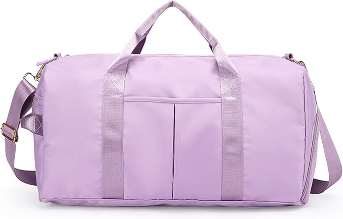 KARRESLY Sports Gym Bag for Women or Men Travel Duffel Bag with Wet Pocket and Shoes Compartment for Training Swim Yoga(Light purple) free size