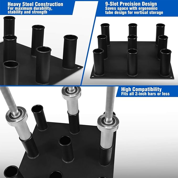 Yes4All Vertical Storage Rack, Home Gym Organizer, Barbell & Dumbbell Rack for 2-inch Olympic & Curl Bars