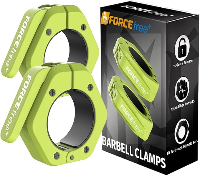 Barbell Clips (Pair), Barbell Clamps, Quick Release Olympic Barbell Clamps with Anti Slip TPR Grip, Barbell Collars for Secure Weightlifting & Powerlifting (Black) (NO MAG, Black)
