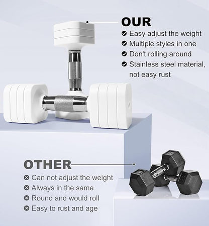 15LB 20LB 40LB 50LB Adjustable Dumbbell Set Free Weights Dumbbells Set for Women Men Hand Weights Sets Adjust Dumbbell Weight Sets for Home Gym Exercise Workout Strength Training Equipments