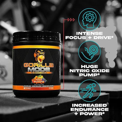 Gorilla Mind Pre Workout - Massive Pumps Laser Focus Energy Power - L-Citrulline, Creatine, L-Tyrosine, Betaine, Hydroprime, Alpha-GPC, 400mg Caffeine, Huperzine A - 784g (Pink Lemonade)