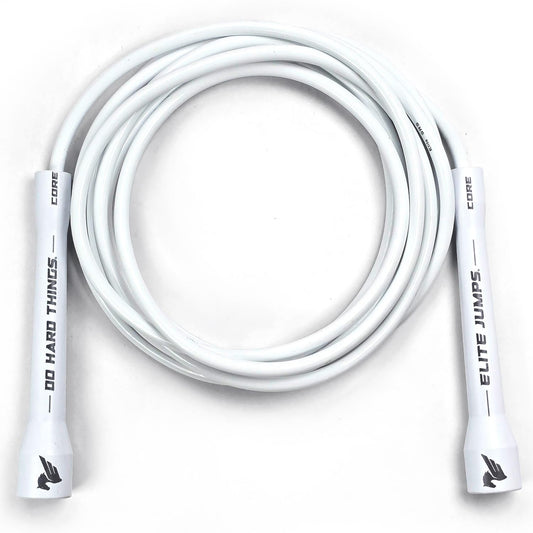 Elite Jumps 6mm PVC Jump Rope, Adjustable Skipping Rope - White Handles - 5" Handle