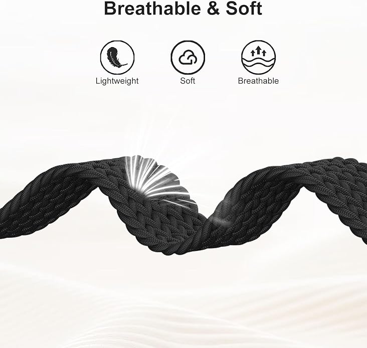 Braided Bands Compatible with Garmin Vivoactive 6/5/3/Venu 2 Plus/Forerunner 165/55/645/245 Music, 20mm Parachute Buckle Soft Stretchy Nylon Band for Garmin Venu/Sq/Sq 2/Vivomove HR Men Women