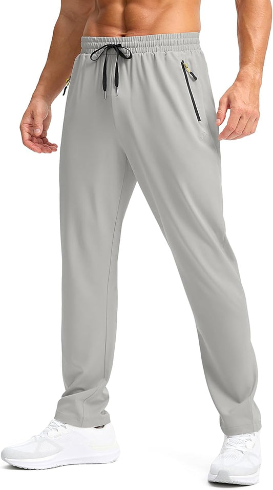 Pudolla Men's Lightweight Hiking Pants Quick-Dry Outdoor Sweatpants with Zipper Pockets for Casual
