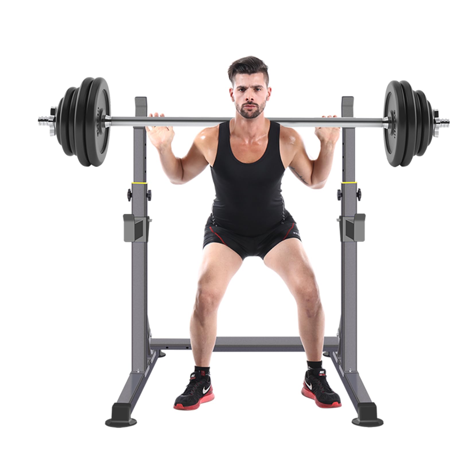 K KiNGKANG Squat Rack, 600lbs Adjustable Barbell Rack for Home Gym