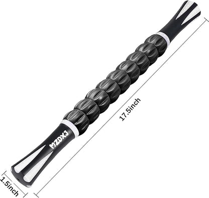 Muscle Roller Stick for Athletes - Deep Tissue Fascia Blaster & Roller Massager for Myofascial Pain Relief - Handheld Physical Therapy & Recovery Tool(White black-18 inch)