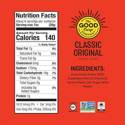 The Good Crisp Company, Potato Chips Variety Pack, 5.6 Ounce Canisters, Pack of 4 (Variety Pack) Non-GMO, Allergen Friendly, Potato Chip Snack Pack, Gluten Free Snacks