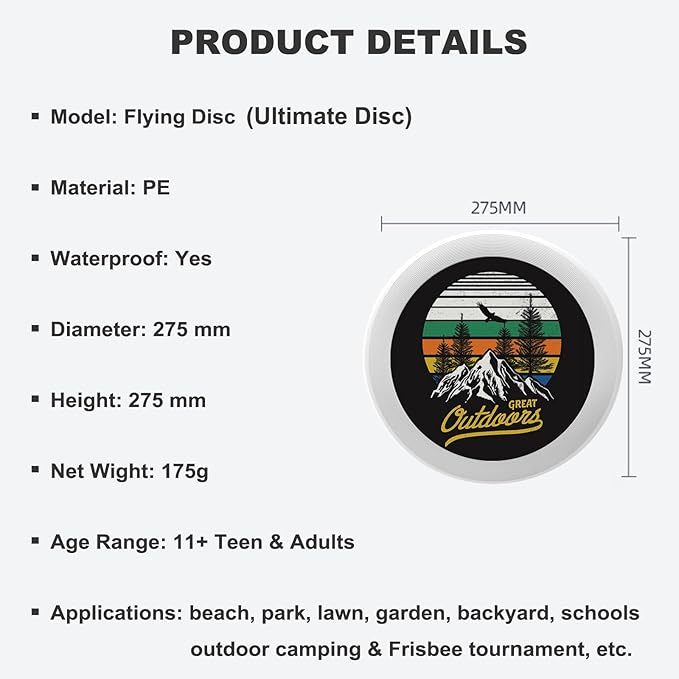 Sun and Snowflake Outdoor Flying Disc Hot and Cold Summer and Winter Element Ultimate Disc 175g for Boys Girls Men Women Birthday Christmas